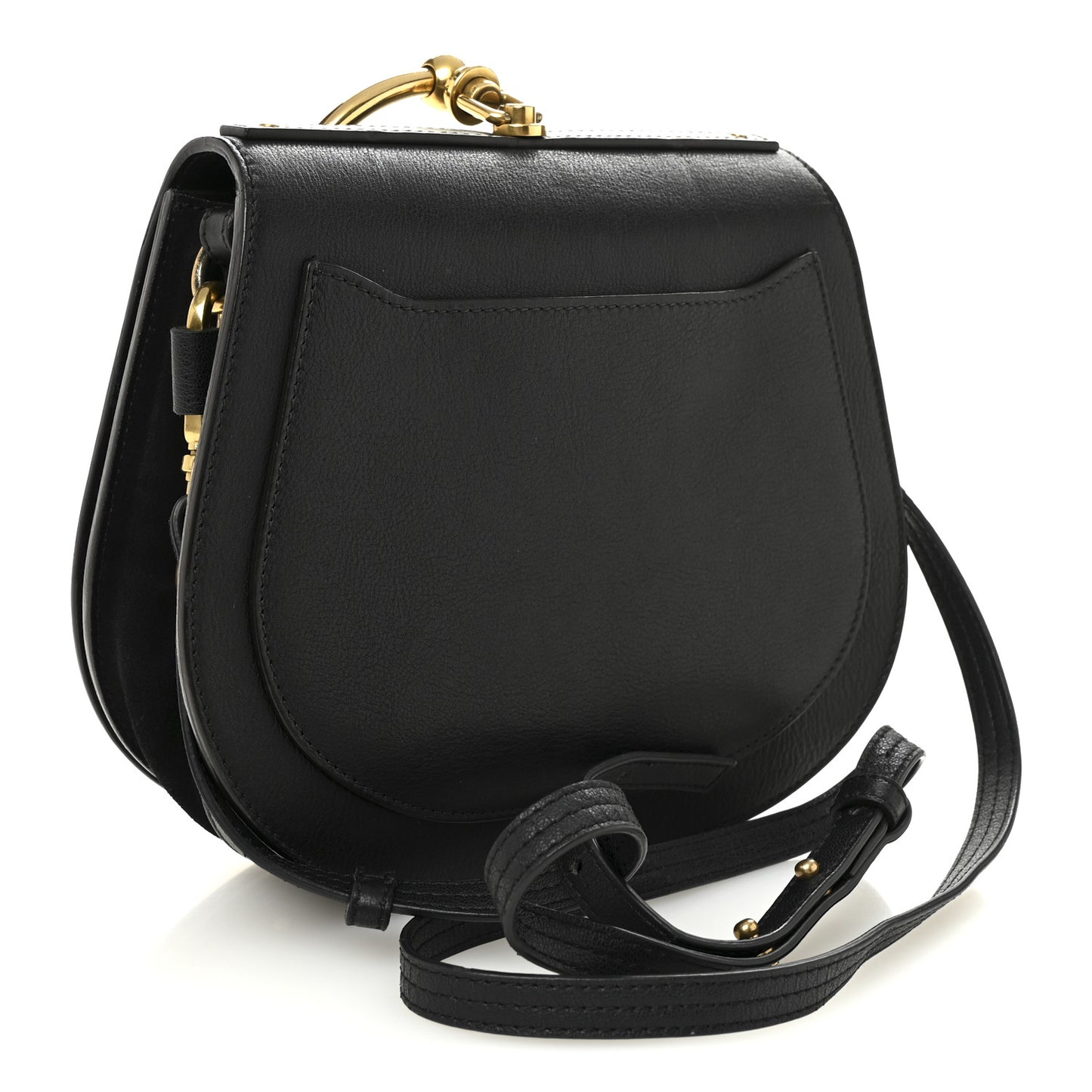 Calfskin Suede Medium Nile Bracelet Bag Black