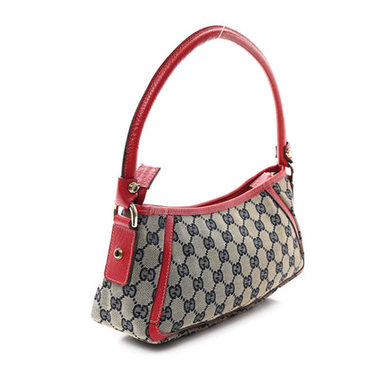Gucci Monogram D Ring Abbey Pochette Navy Red 3 of 12