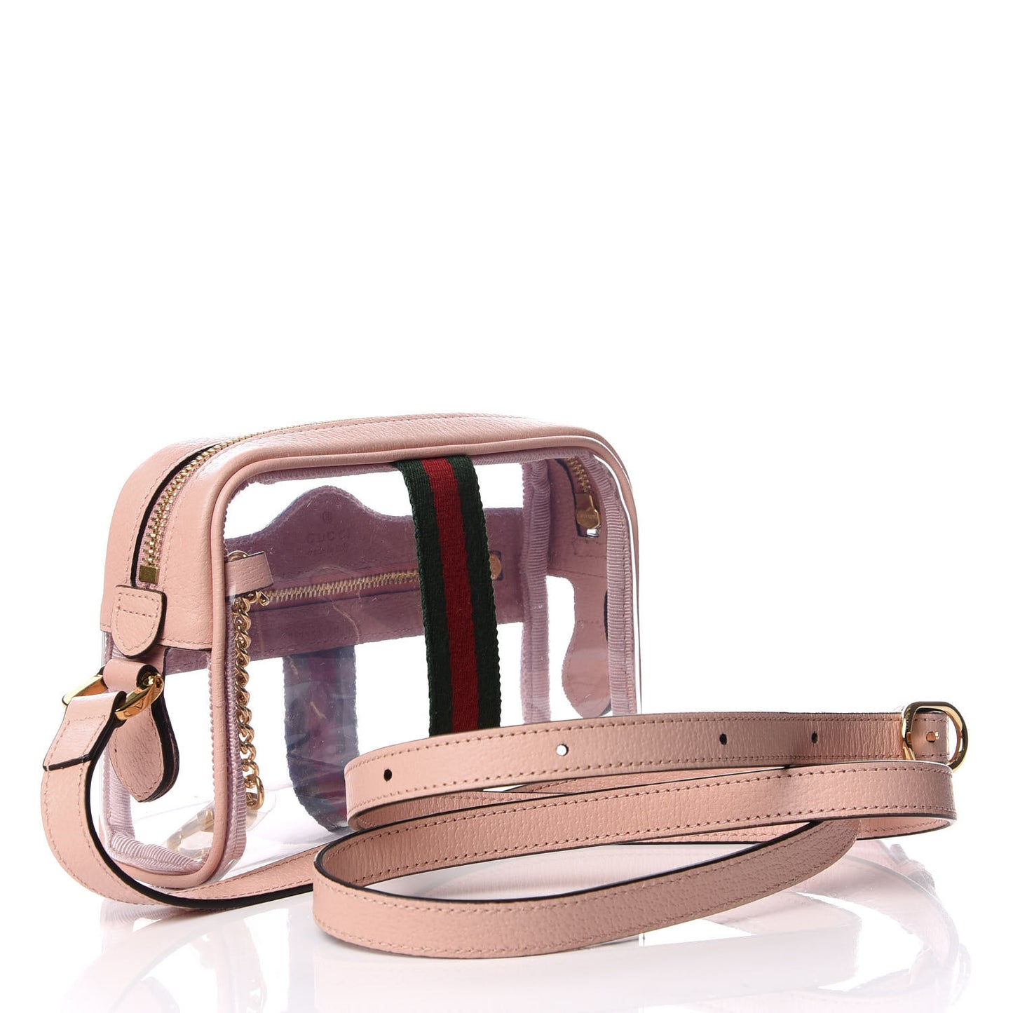 Vinyl Web Mini Ophidia Transparent Shoulder Bag Perfect Pink