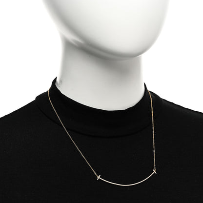 Tiffany 18K Yellow Gold Diamond Large T Smile Pendant Necklace 2 of 5