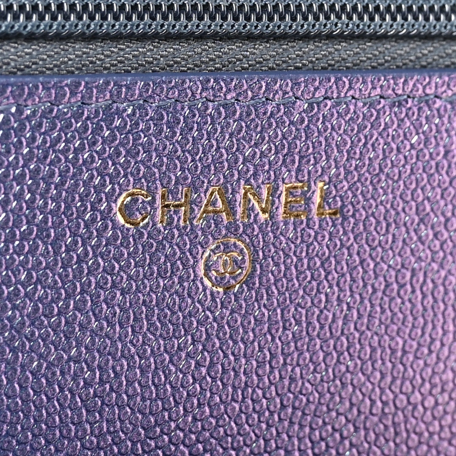 Chanel Iridescent Caviar Quilted Wallet on Chain WOC Dark Blue 6 of 12