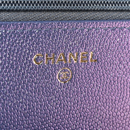 Chanel Iridescent Caviar Quilted Wallet on Chain WOC Dark Blue 6 of 12