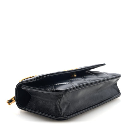 Chanel Shiny Calfskin Quilted Top Handle Flap Phone Holder With Chain Black 4 of 10