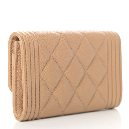Chanel Caviar Quilted Boy Card Holder Wallet Beige Clair 3 of 9