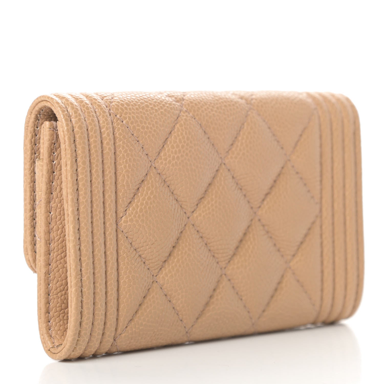 Chanel Caviar Quilted Boy Card Holder Wallet Beige Clair 3 of 9