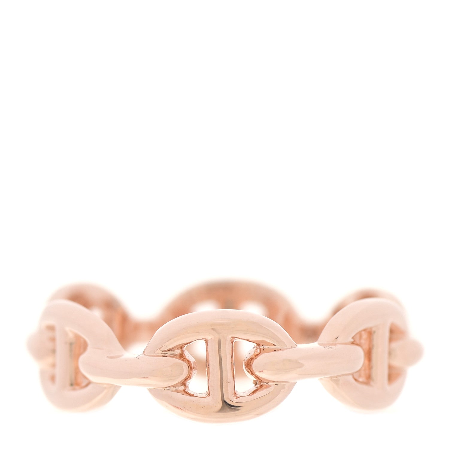 Hermes 18K Rose Gold PM Chaine D'Ancre Enchainee Ring 53 6.5 1 of 7