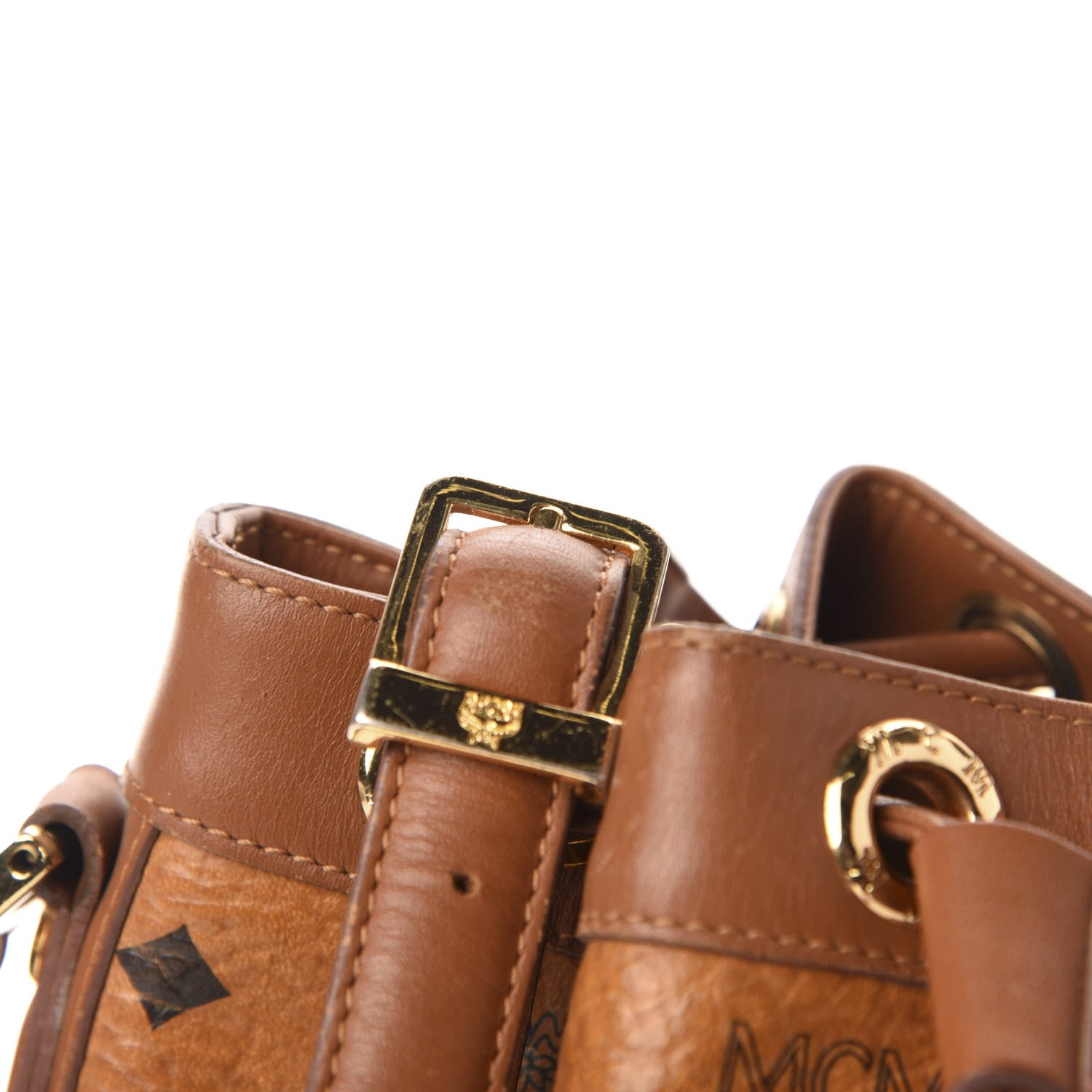 MCM Visetos Essential Drawstring Bucket Bag Cognac 12 of 13