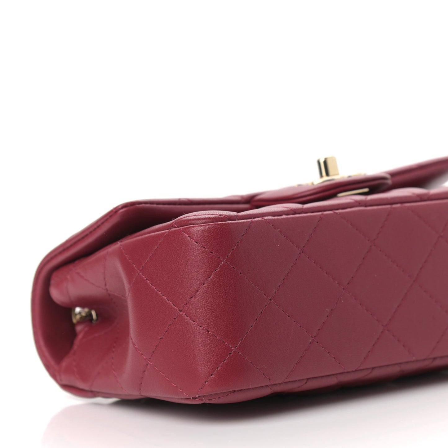 Lambskin Quilted Mini Rectangular Flap Burgundy