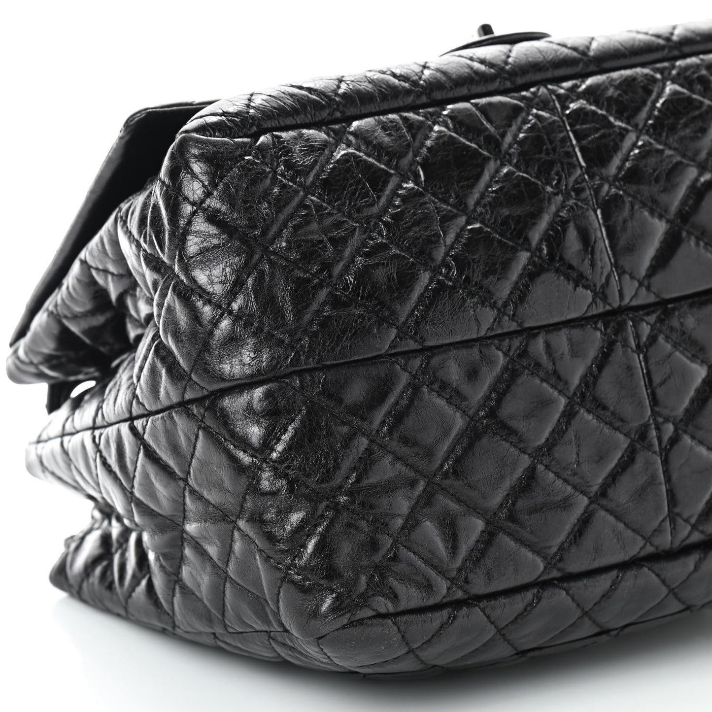 Metallic Aged Calfskin Quilted Reissue 2.55 Accordion Flap Black