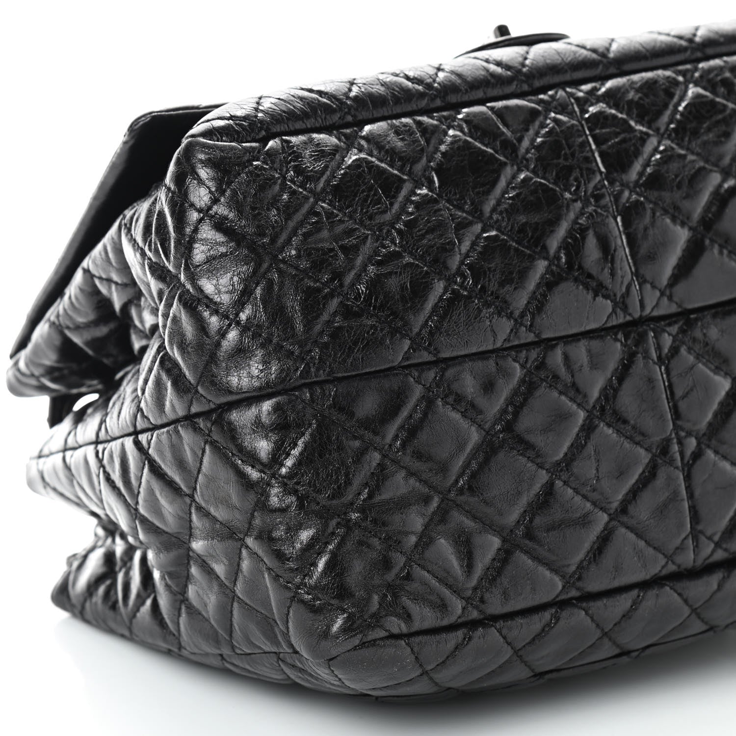 Chanel Metallic Aged Calfskin Quilted Reissue 2.55 Accordion Flap Black 8 of 9