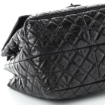 Chanel Metallic Aged Calfskin Quilted Reissue 2.55 Accordion Flap Black 8 of 9