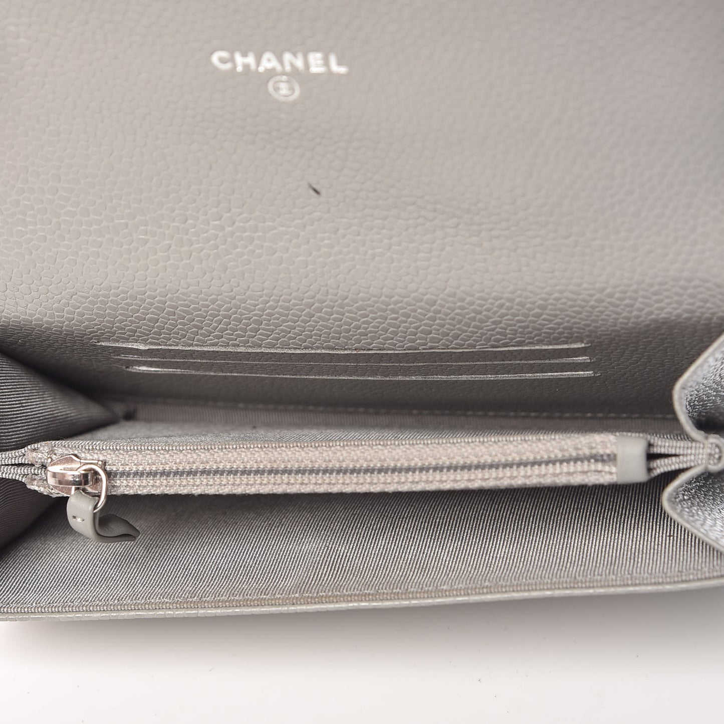 Caviar Quilted Small Flap Wallet Grey