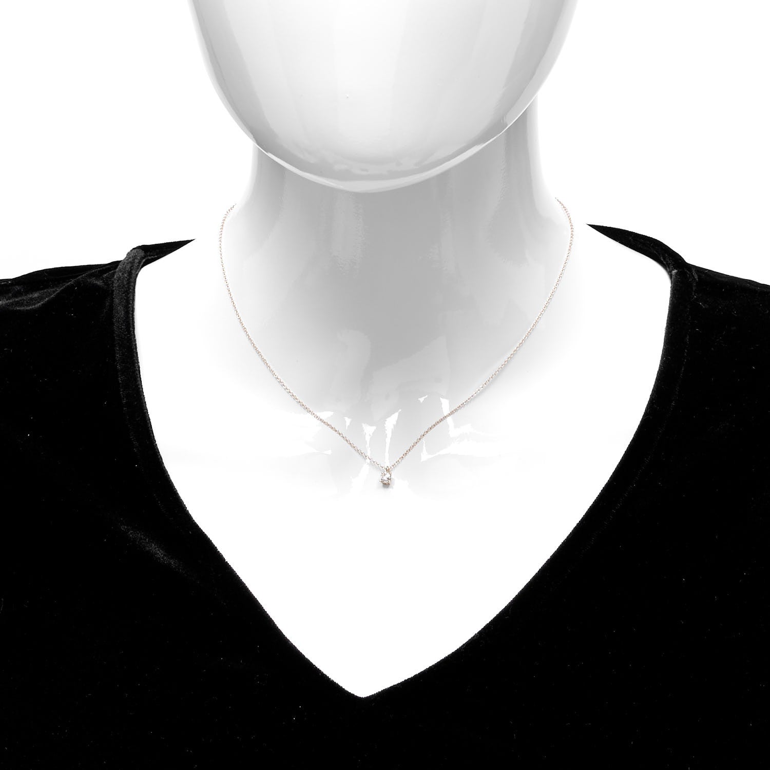Tiffany 18K Rose Gold Diamond .17ct Solitaire Pendant Necklace 2 of 6