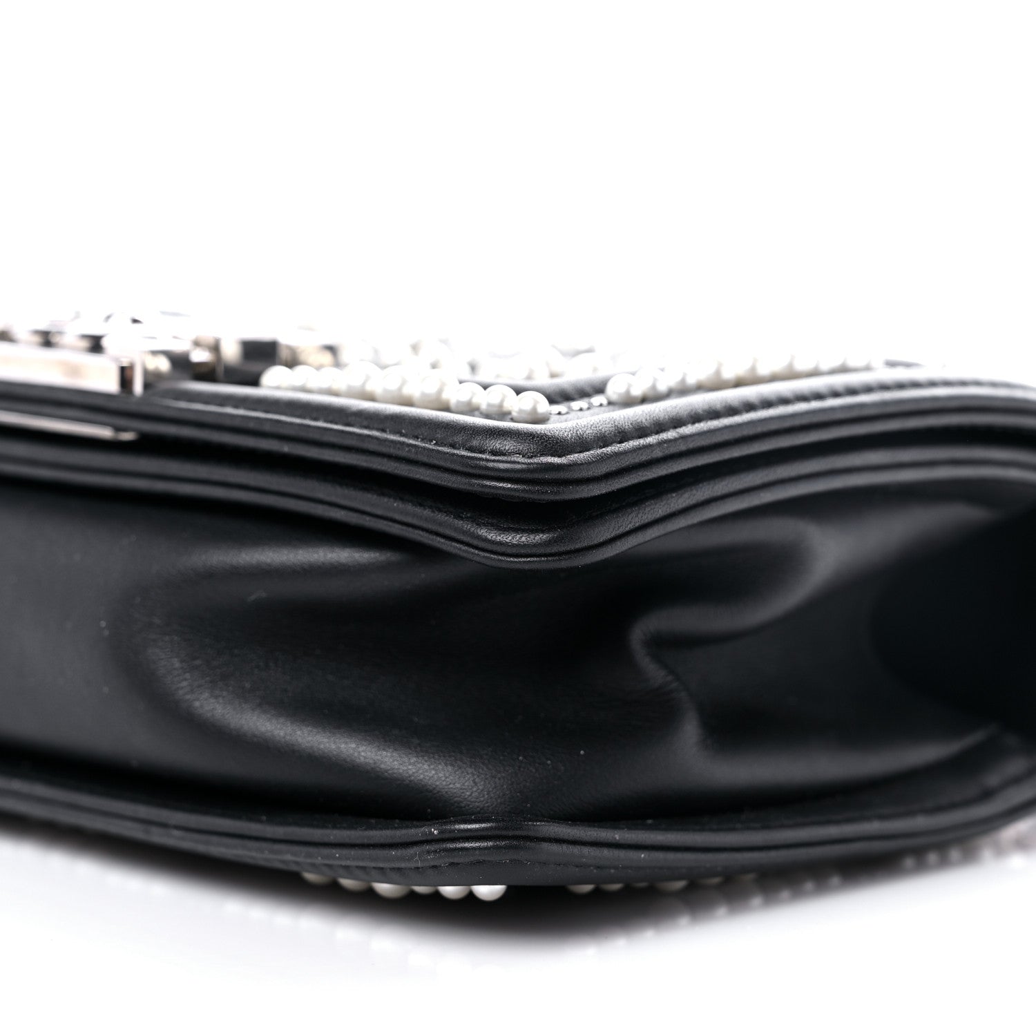 Chanel Calfskin Pearl Chevron Small Boy Flap Black 9 of 13