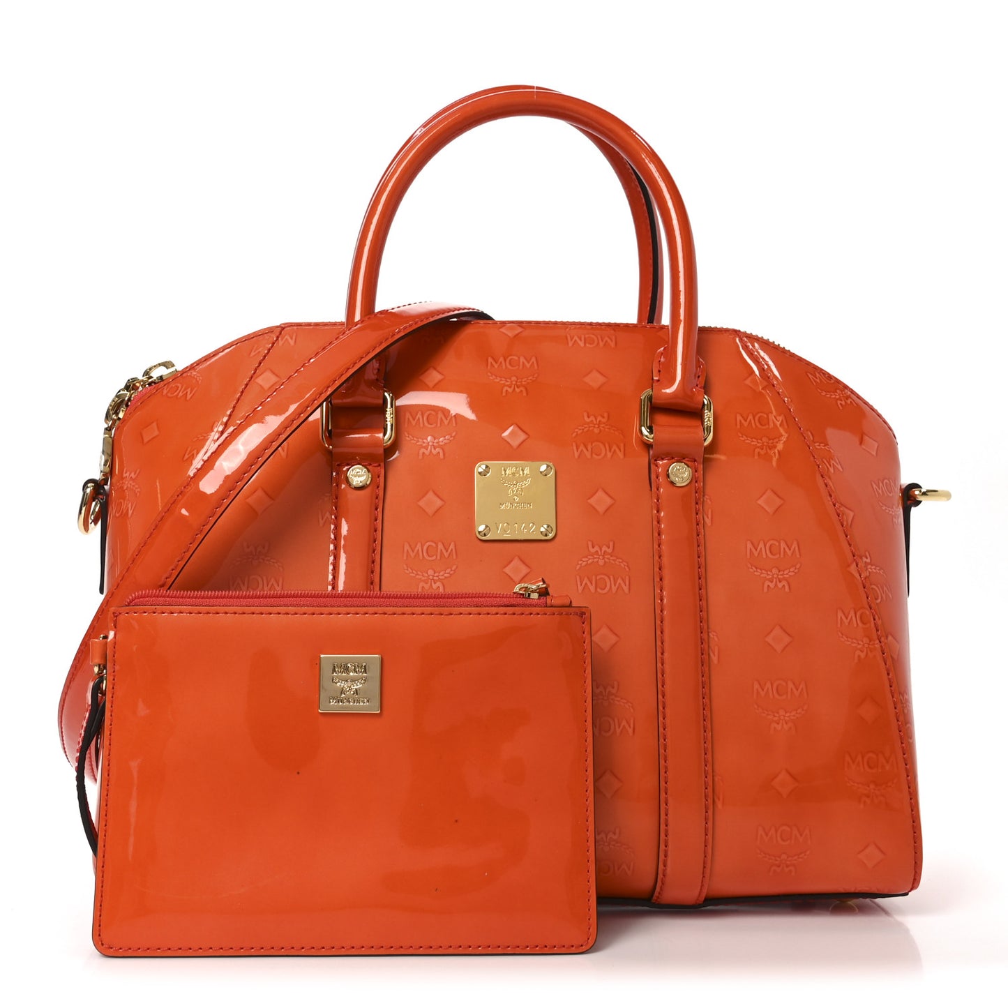 Monogram Patent Zip Top Tote Orange