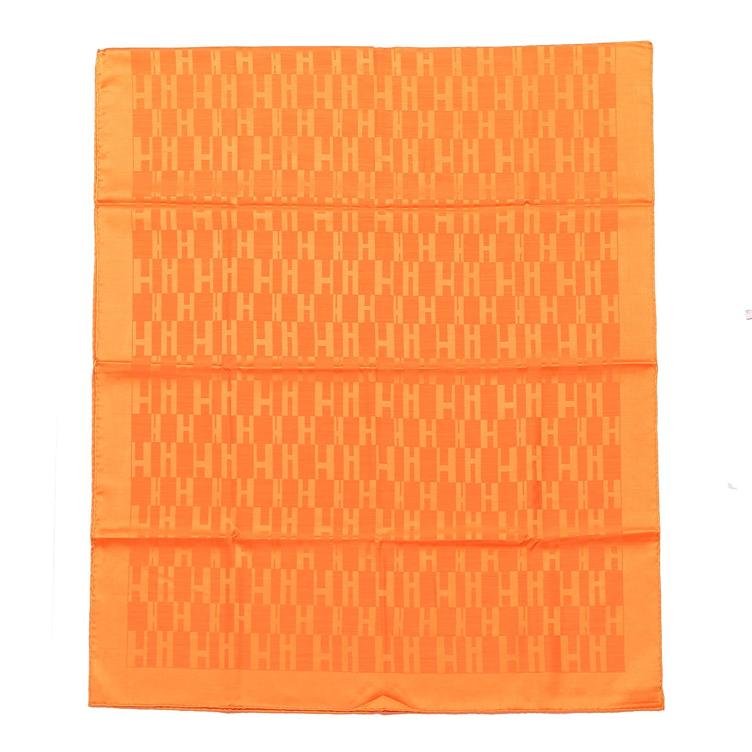 Hermes Silk Wool Faconnee Grand H Scarf Orange 3 of 4
