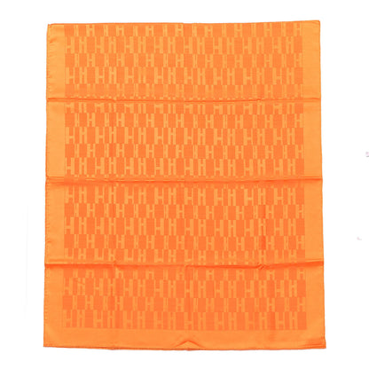 Hermes Silk Wool Faconnee Grand H Scarf Orange 3 of 4
