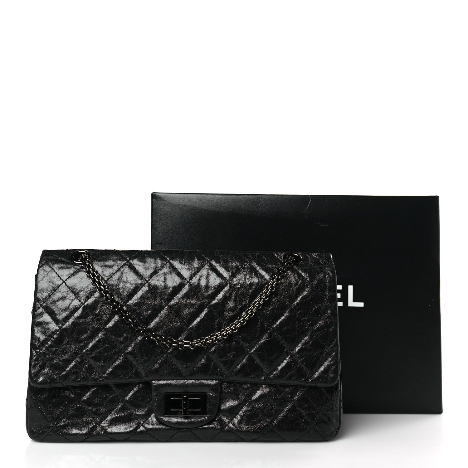 Chanel Glazed Aged Calfskin Quilted 2.55 Reissue 227 Flap So Black 10 of 10