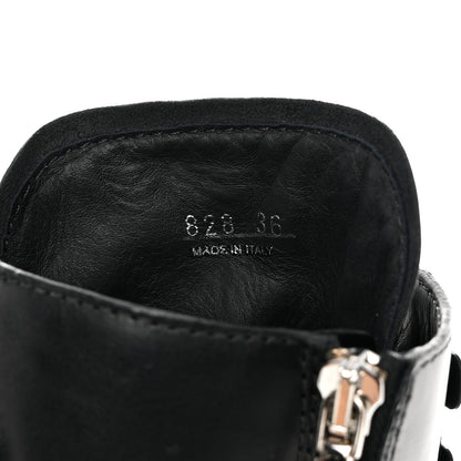 Prada Vitello Lux Nylon Metal Triangle Logo Monolith Pouch Pocket 55mm Tall Combat Boots 36 Black 7 of 13