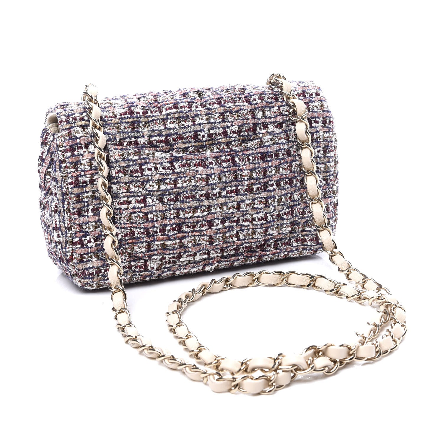 Chanel Tweed Quilted Mini Rectangular Flap Pink 2 of 9
