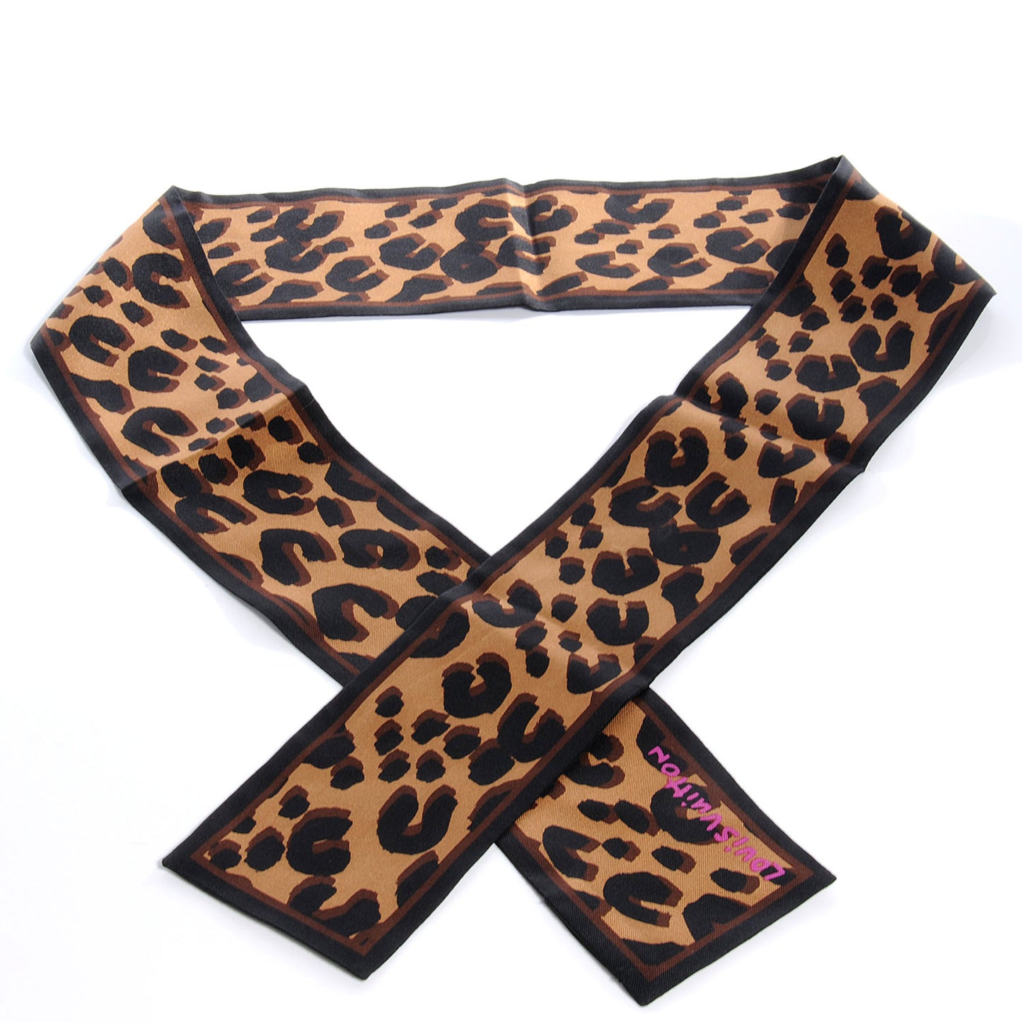 Silk Leopard Bandeau Scarf Marron