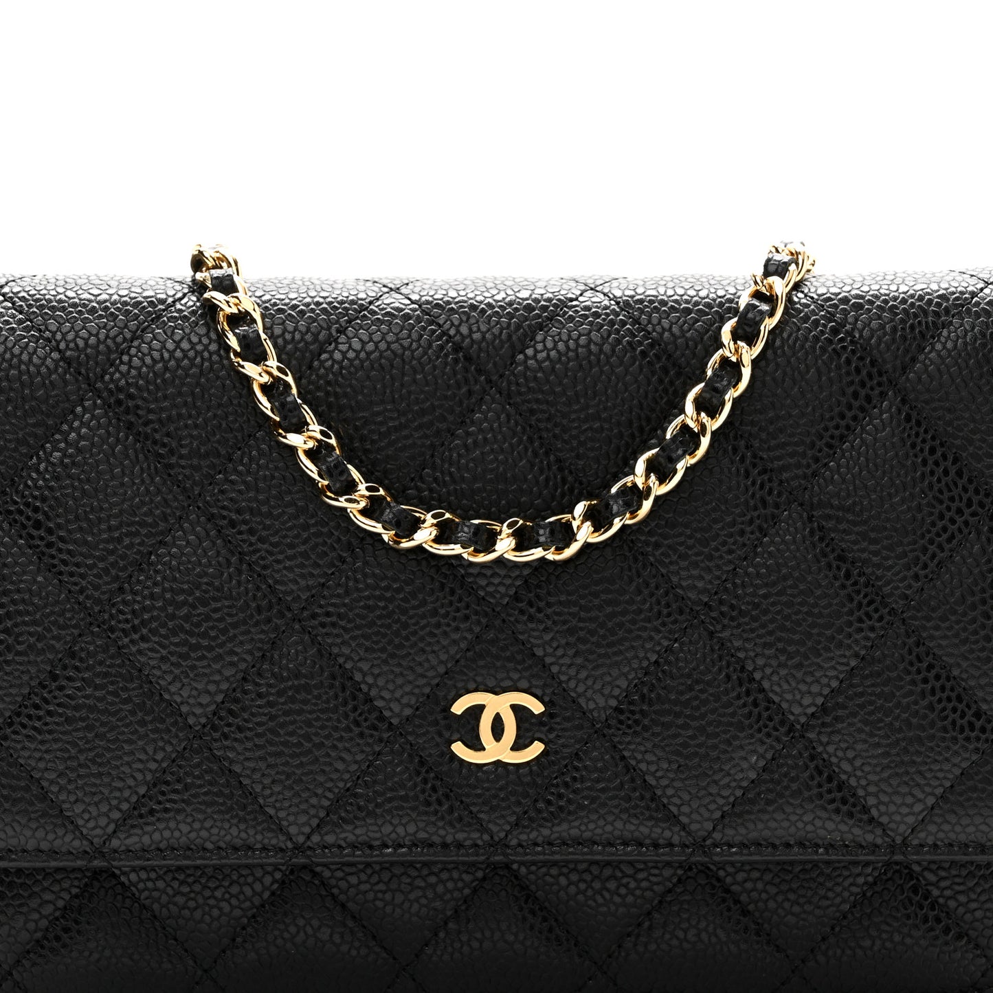 Caviar Quilted Wallet on Chain WOC Black