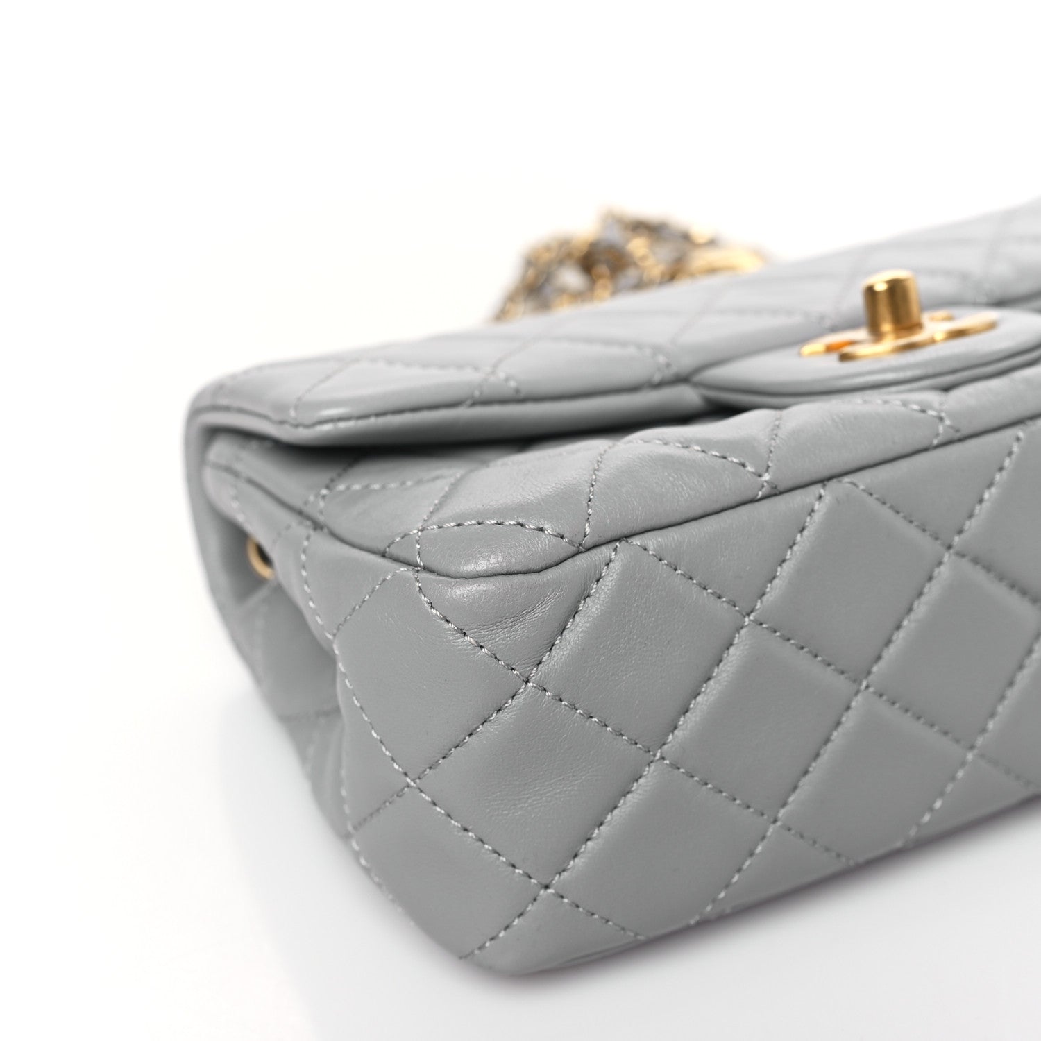 Chanel Lambskin Quilted Mini Rectangular Pearl Crush Flap Grey 8 of 9