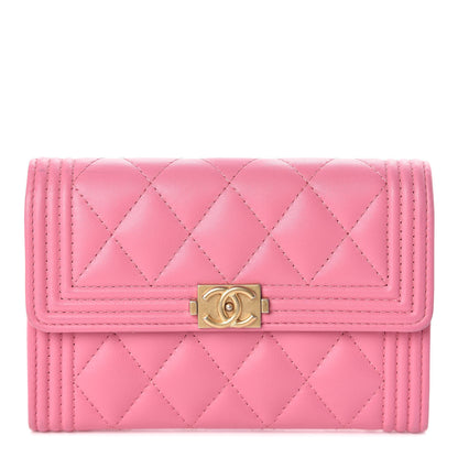 Chanel Lambskin Quilted Medium Boy Flap Wallet Pink 1 of 8