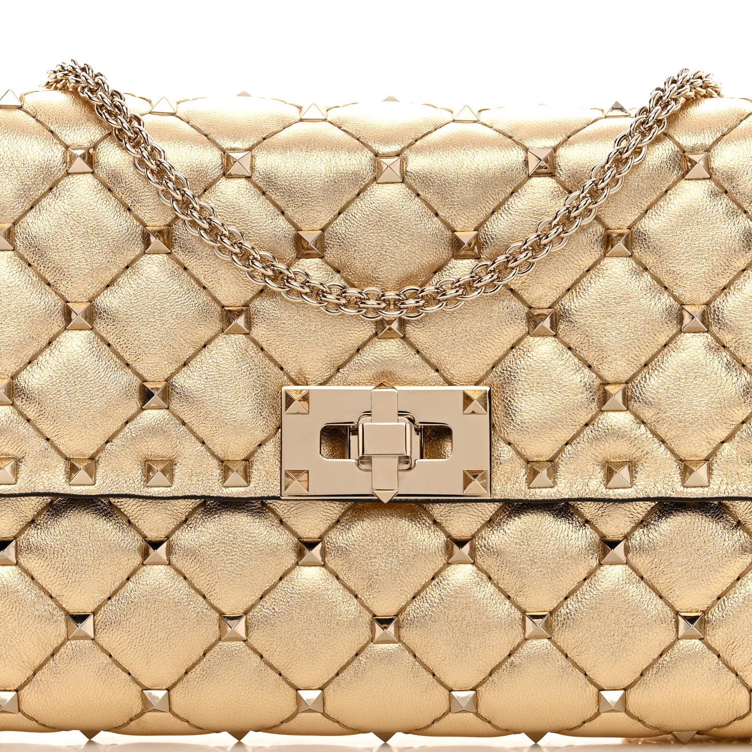Valentino Garavani Metallic Nappa Rockstud Spike Wallet on Chain Mekong 7 of 10