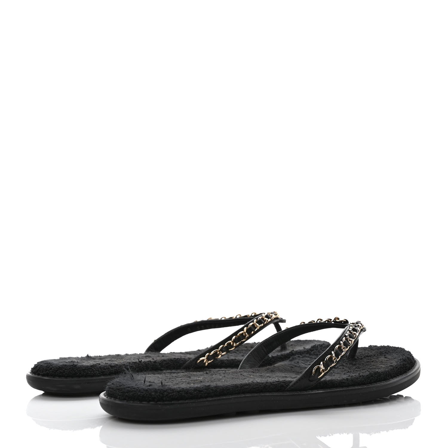 Chanel Lambskin CC Chain Thong Sandals 39 Black 4 of 9