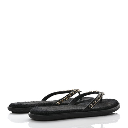 Chanel Lambskin CC Chain Thong Sandals 39 Black 4 of 9