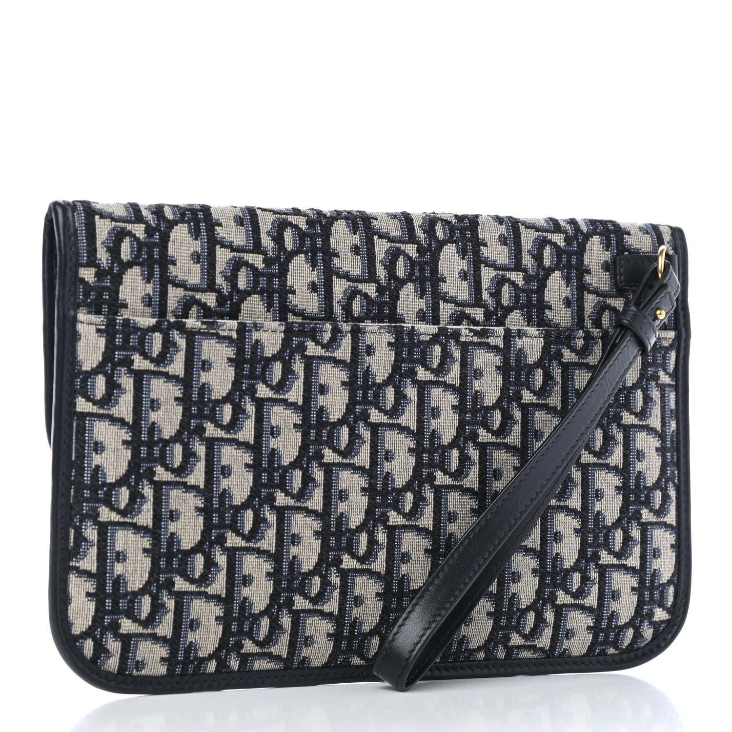 Christian Dior Oblique Flap Pouch Clutch Blue 2 of 4