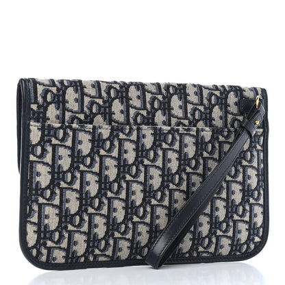 Christian Dior Oblique Flap Pouch Clutch Blue 2 of 4