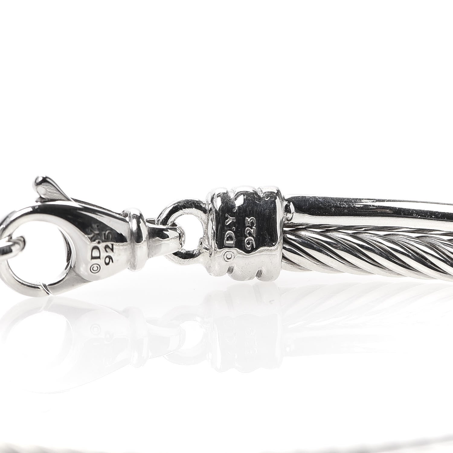 David Yurman Sterling Silver Diamond 3mm Crossover Bracelet 5 of 6