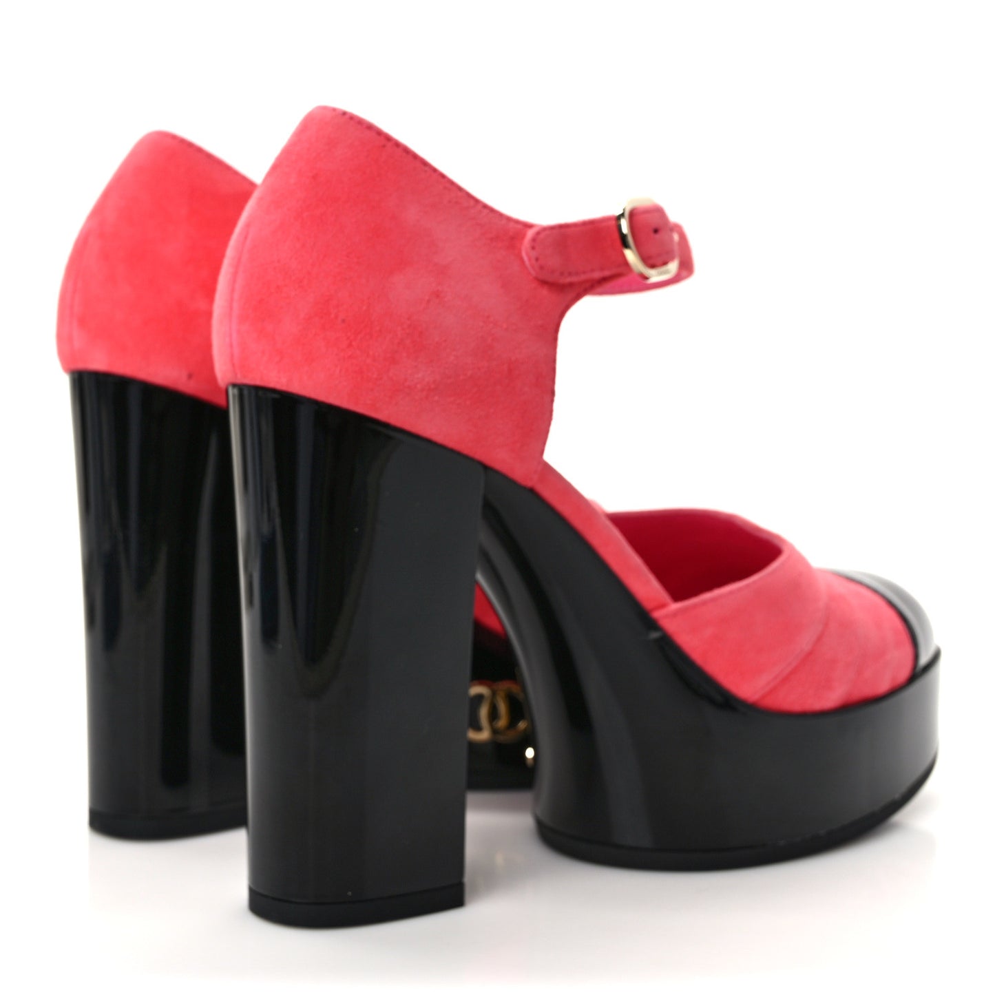 Patent Suede CC Platform Pumps 37.5 Dark Pink Black