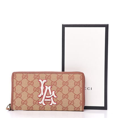 Gucci X MLB GG Monogram LA Dodgers Zip Around Wallet Beige Ruggine Ivory 8 of 8