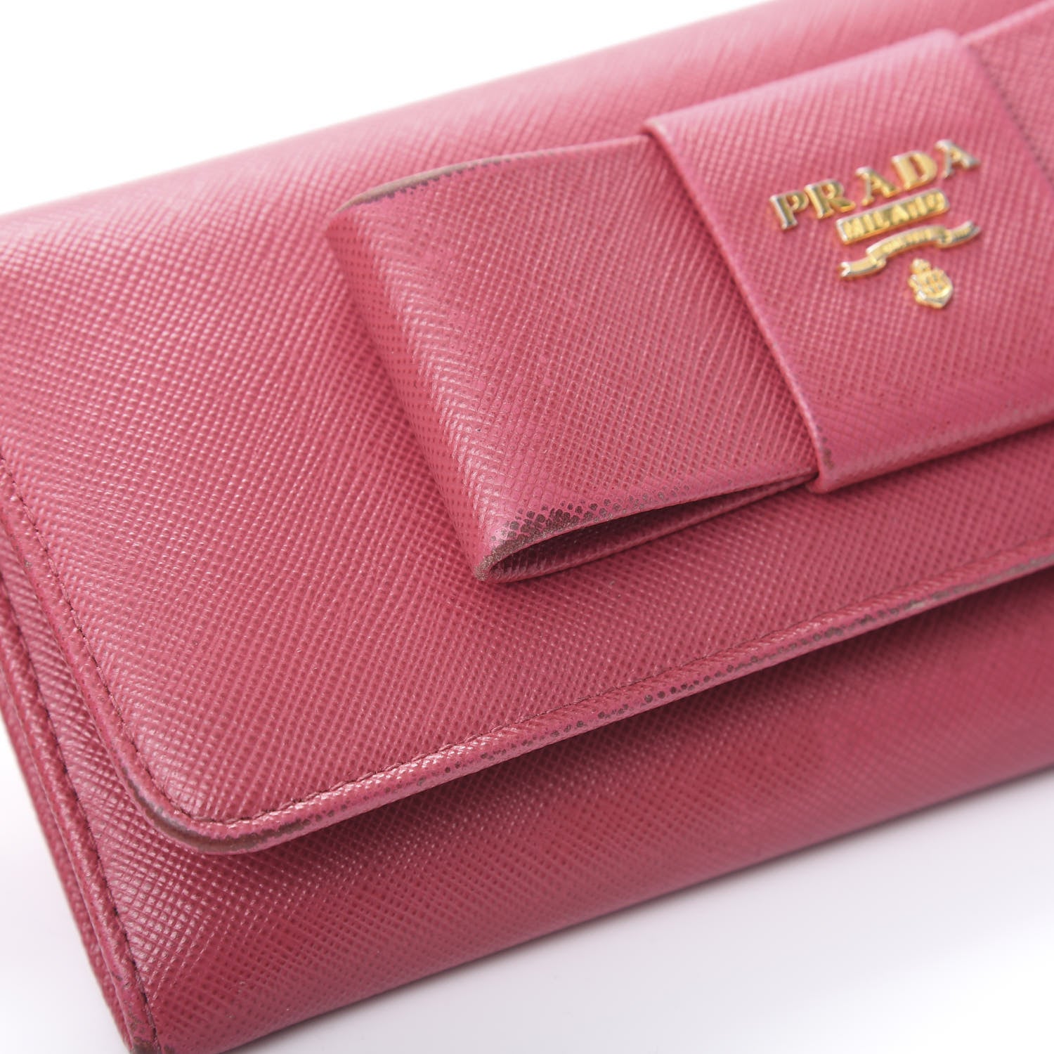 Prada Saffiano Bow Continental Wallet Peonia 15 of 17