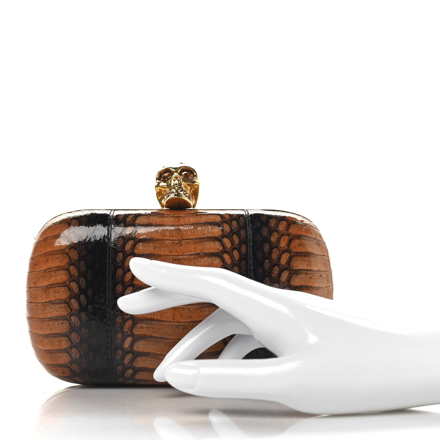 Alexander McQueen Python Skull Box Clutch Brown 2 of 12