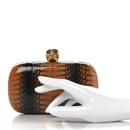 Alexander McQueen Python Skull Box Clutch Brown 2 of 12