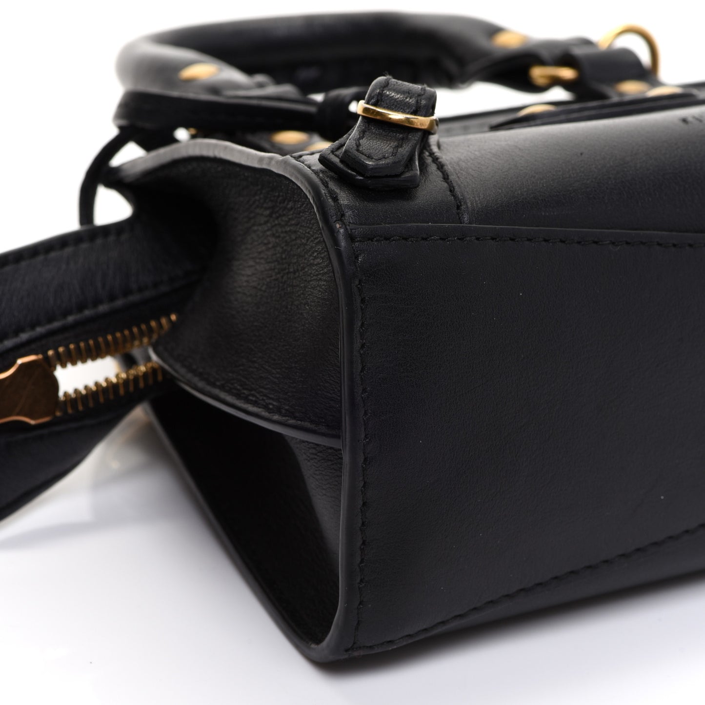 Smooth Calfskin Neo Classic Brass Hardware Nano City Crossbody Black