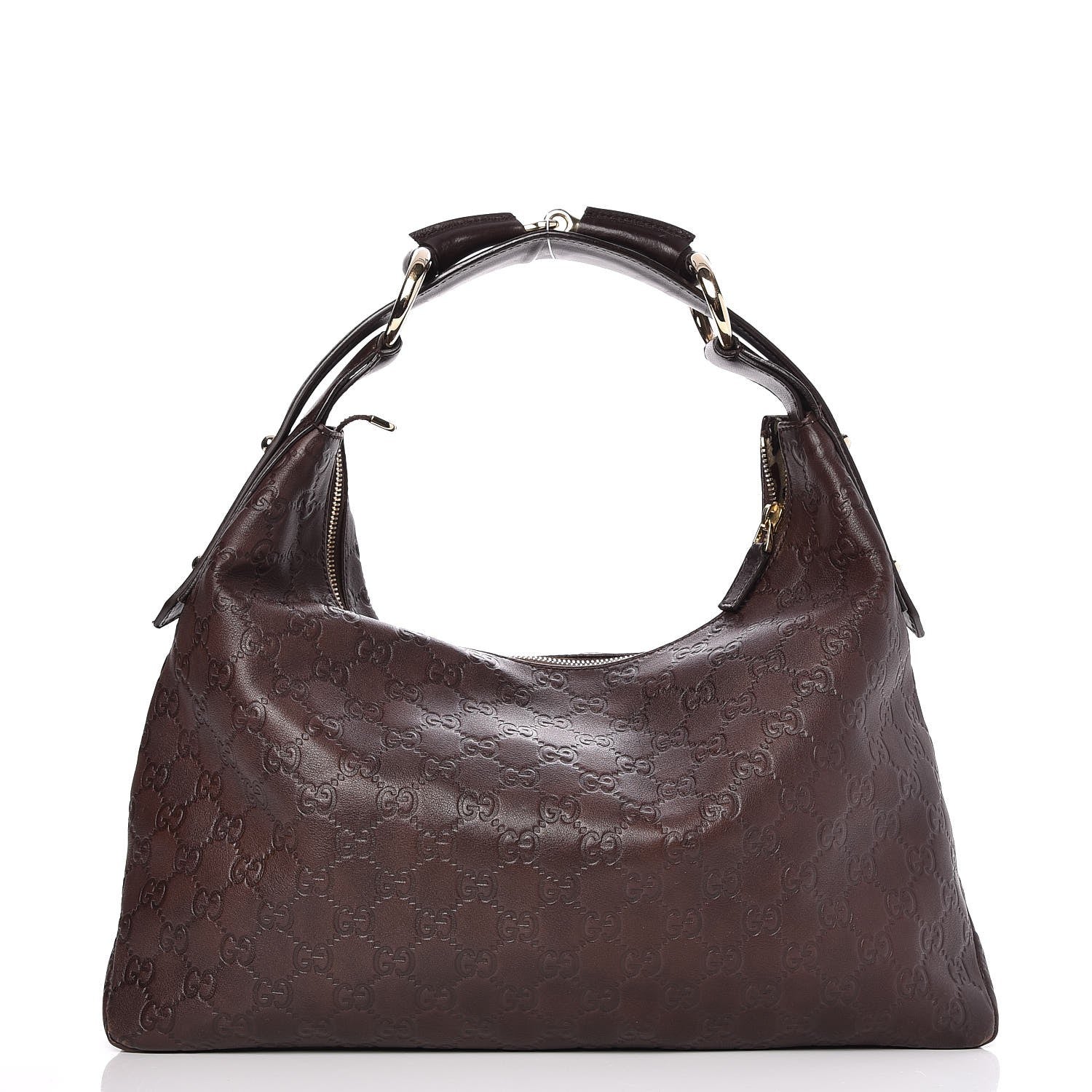 Gucci Guccissima Medium Horsebit Chain Hobo Dark Brown 1 of 7