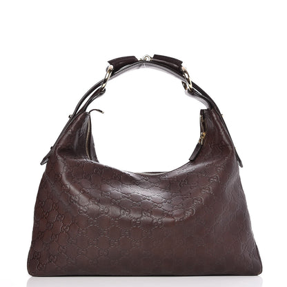 Gucci Guccissima Medium Horsebit Chain Hobo Dark Brown 1 of 7