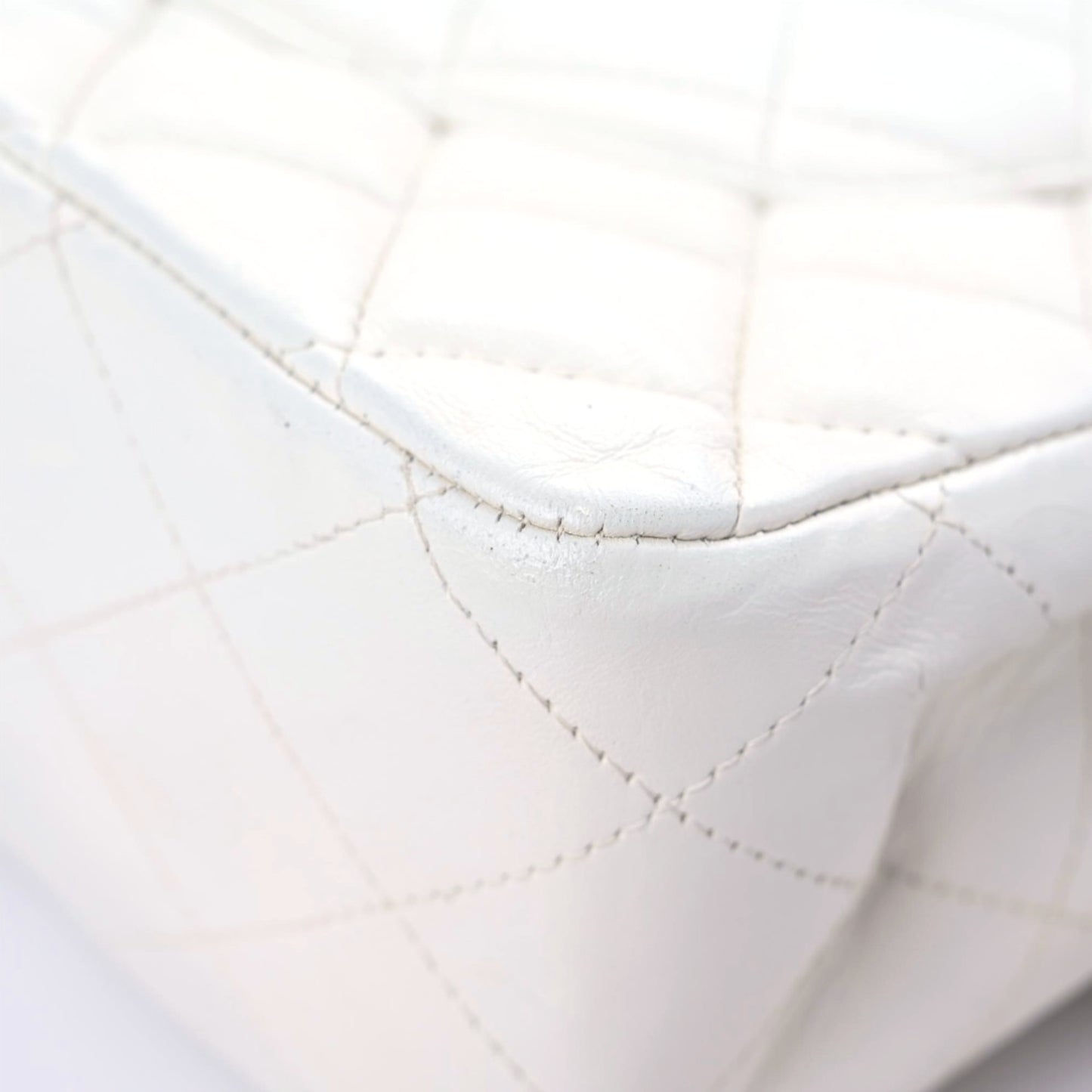 Lambskin Quilted Jumbo Single Flap White