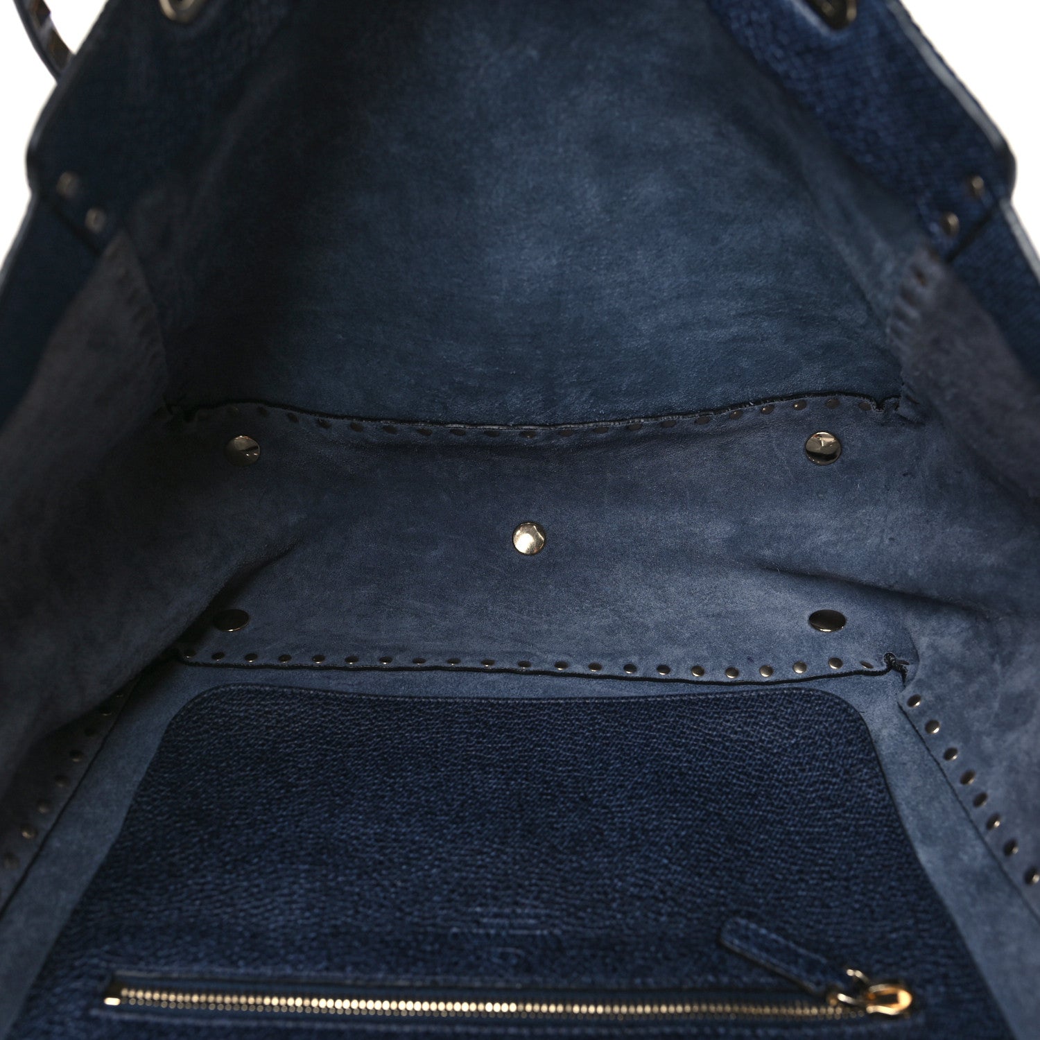 Valentino Garavani Pebbled Calfskin Medium Rockstud Tote Deep Denim 5 of 9