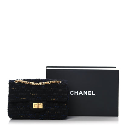 Chanel Tweed Quilted Mini 2.55 Reissue Flap Black Gold Navy 13 of 13