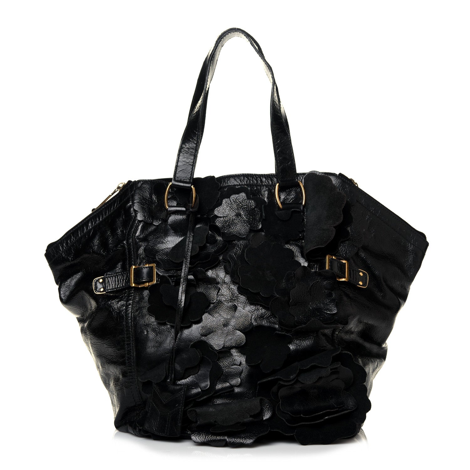 Saint Laurent Patent Flower Medium Downtown Tote Black 1 of 7