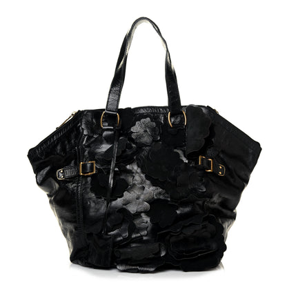 Saint Laurent Patent Flower Medium Downtown Tote Black 1 of 7