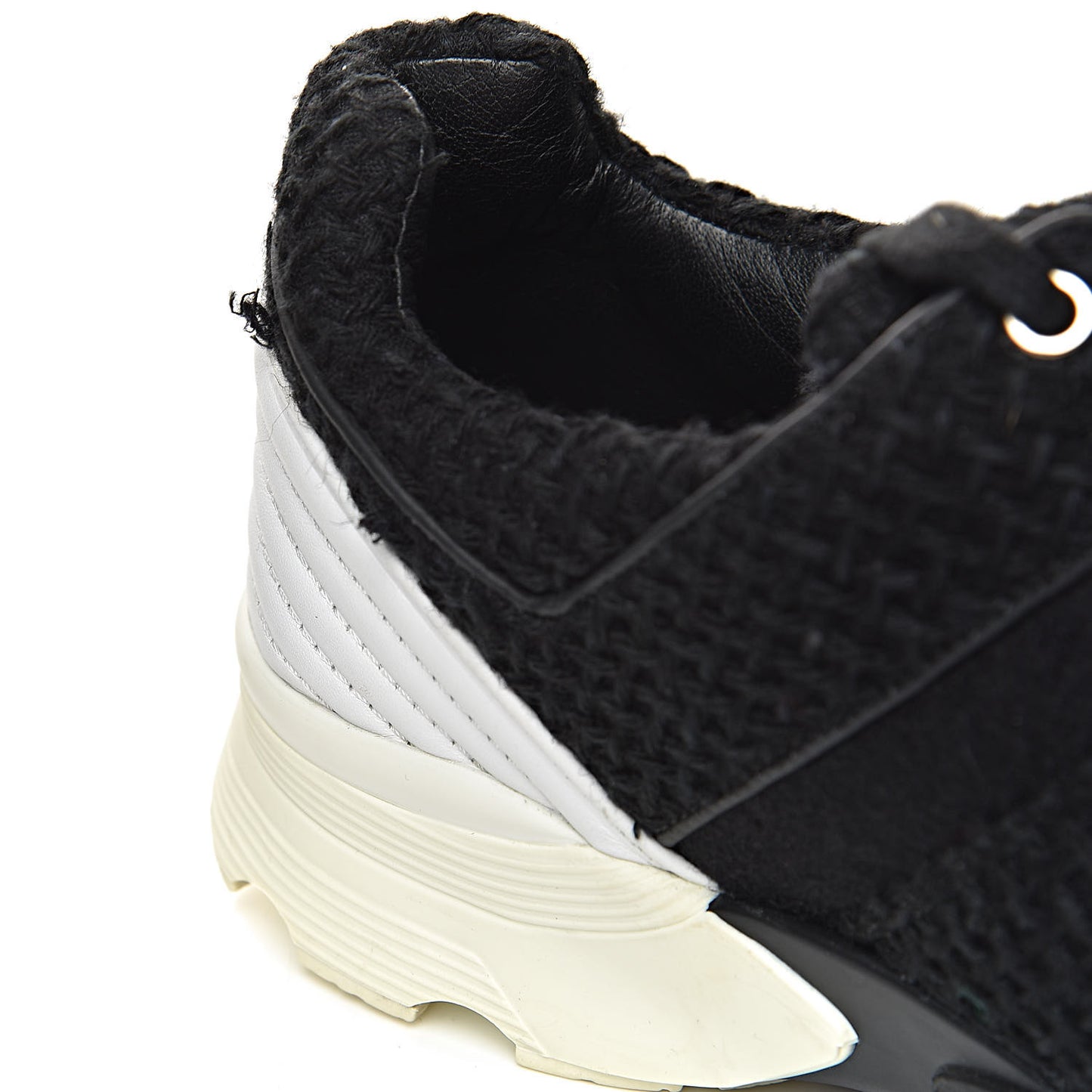 Tweed Calfskin Sneakers 38.5 Black