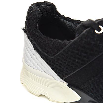 Chanel Tweed Calfskin Sneakers 38.5 Black 13 of 14