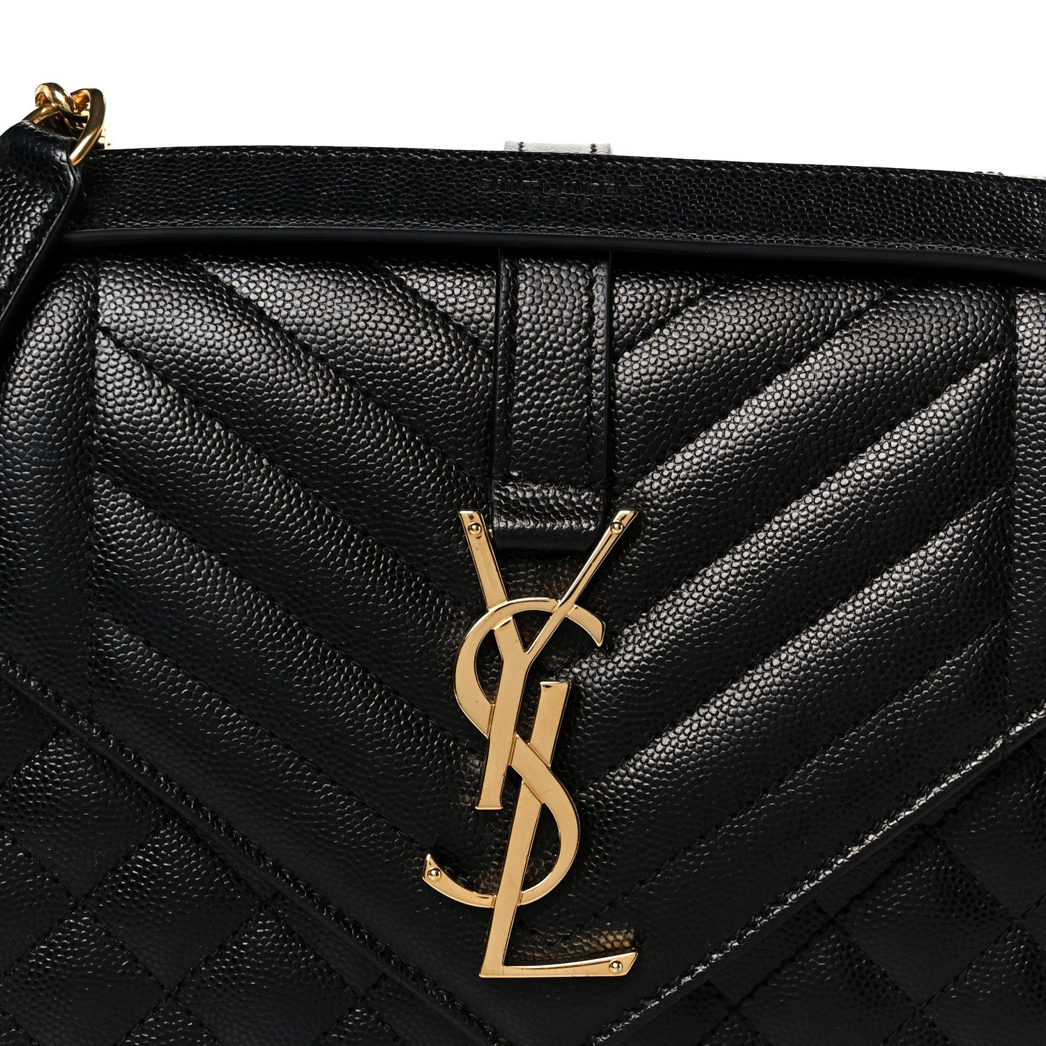 Saint Laurent Grain De Poudre Textured Mixed Matelasse Triquilt Medium Monogram Satchel Black 9 of 11